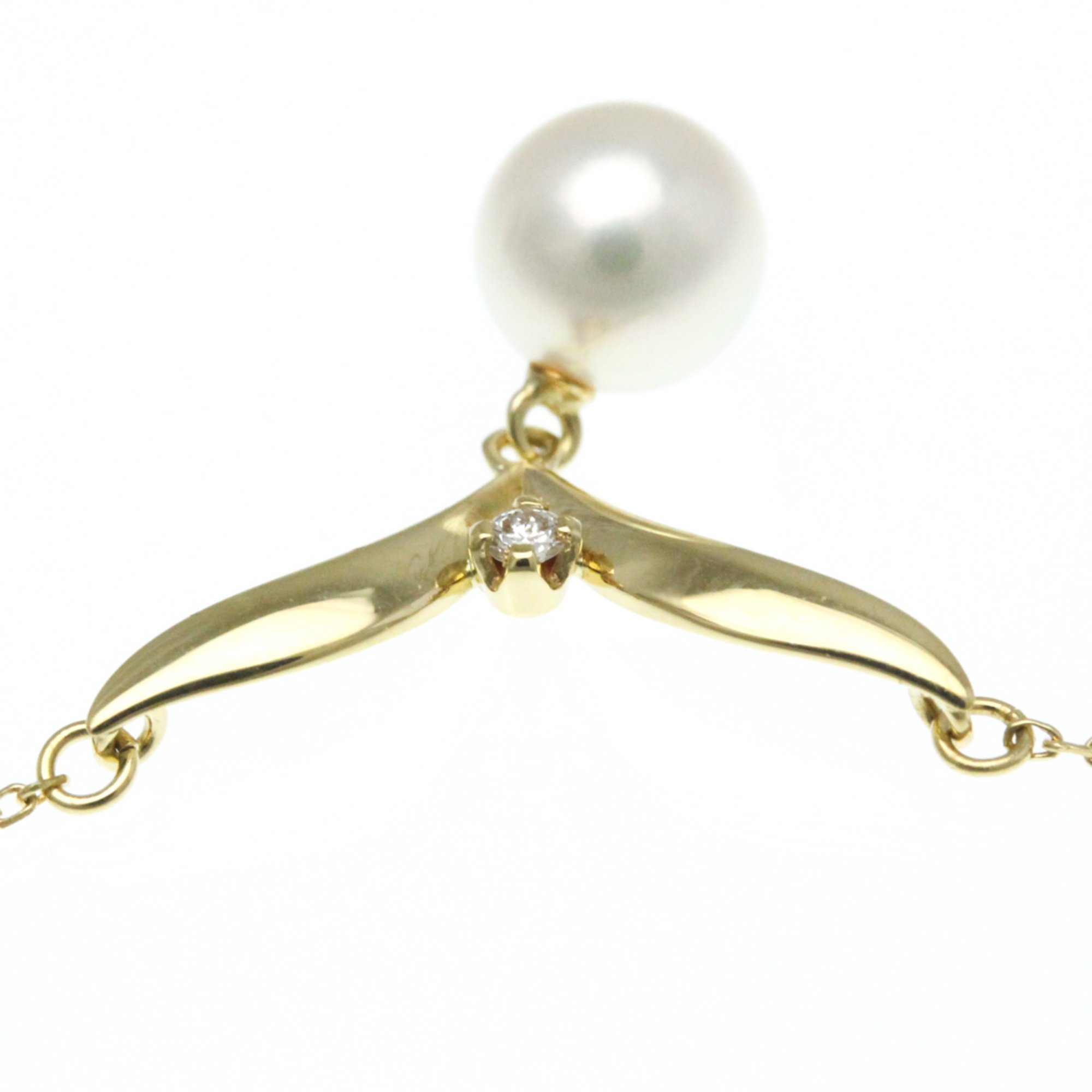 Mikimoto Pearl Diamond Necklace Yellow Gold (18K) Diamond,Pearl Men,Women Fashion Pendant Necklace (Gold)