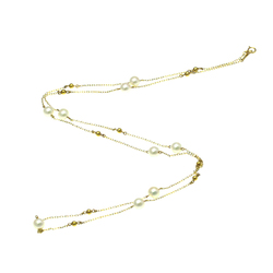 Mikimoto Pearl Necklace Yellow Gold (18K) Pearl Men,Women Fashion Pendant Necklace (Gold)