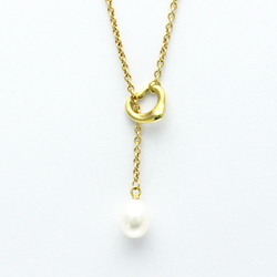 Tiffany Open Heart Pearl Lariat Necklace Yellow Gold (18K) Pearl Women,Men Fashion Pendant Necklace (Gold)