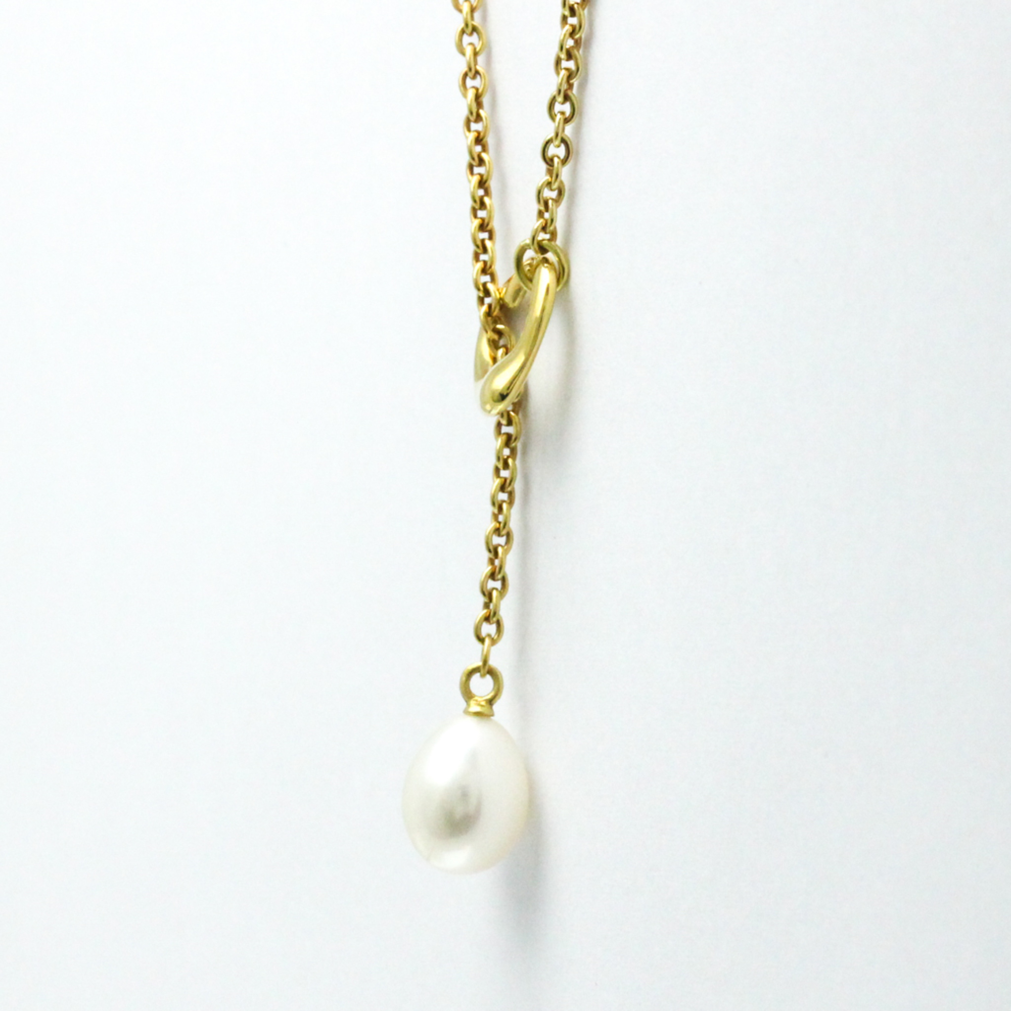 Tiffany Open Heart Pearl Lariat Necklace Yellow Gold (18K) Pearl Women,Men Fashion Pendant Necklace (Gold)