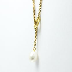 Tiffany Open Heart Pearl Lariat Necklace Yellow Gold (18K) Pearl Women,Men Fashion Pendant Necklace (Gold)