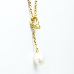 Tiffany Open Heart Pearl Lariat Necklace Yellow Gold (18K) Pearl Women,Men Fashion Pendant Necklace (Gold)