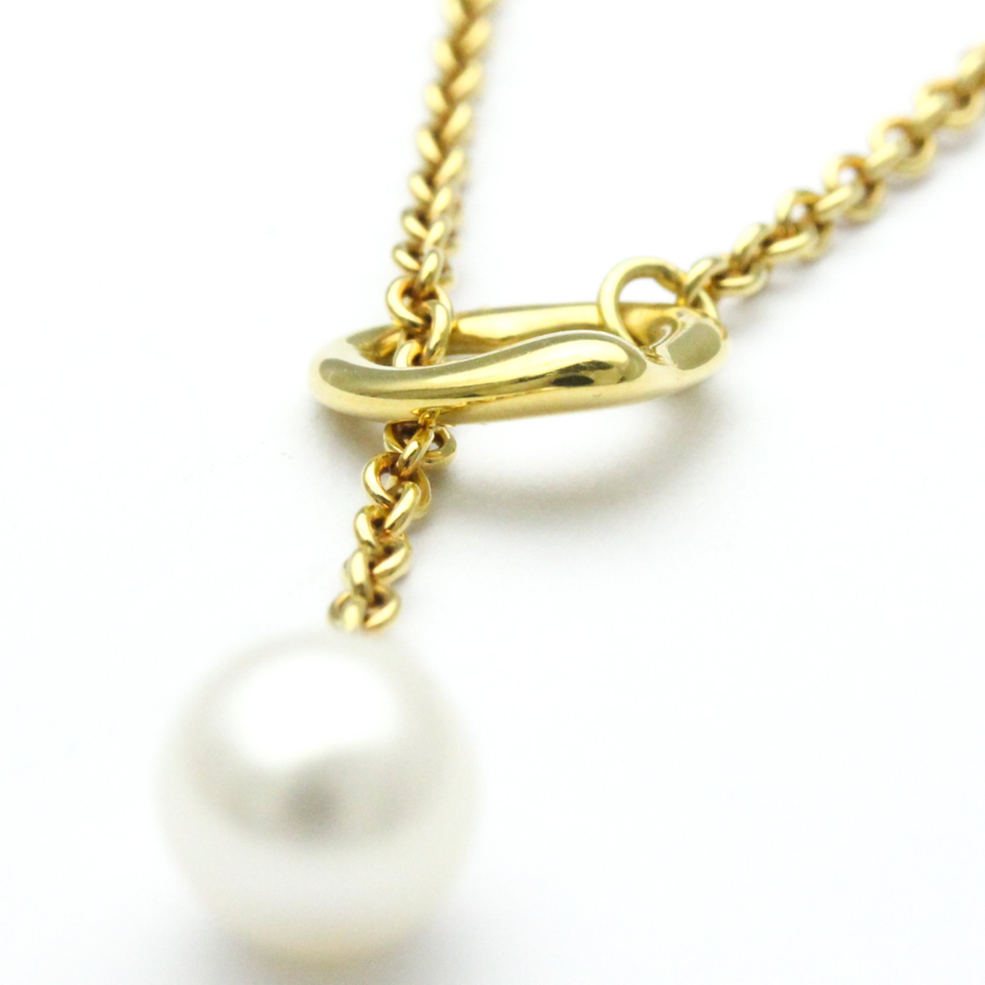 Tiffany Open Heart Pearl Lariat Necklace Yellow Gold (18K) Pearl Women,Men Fashion Pendant Necklace (Gold)