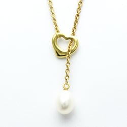 Tiffany Open Heart Pearl Lariat Necklace Yellow Gold (18K) Pearl Women,Men Fashion Pendant Necklace (Gold)