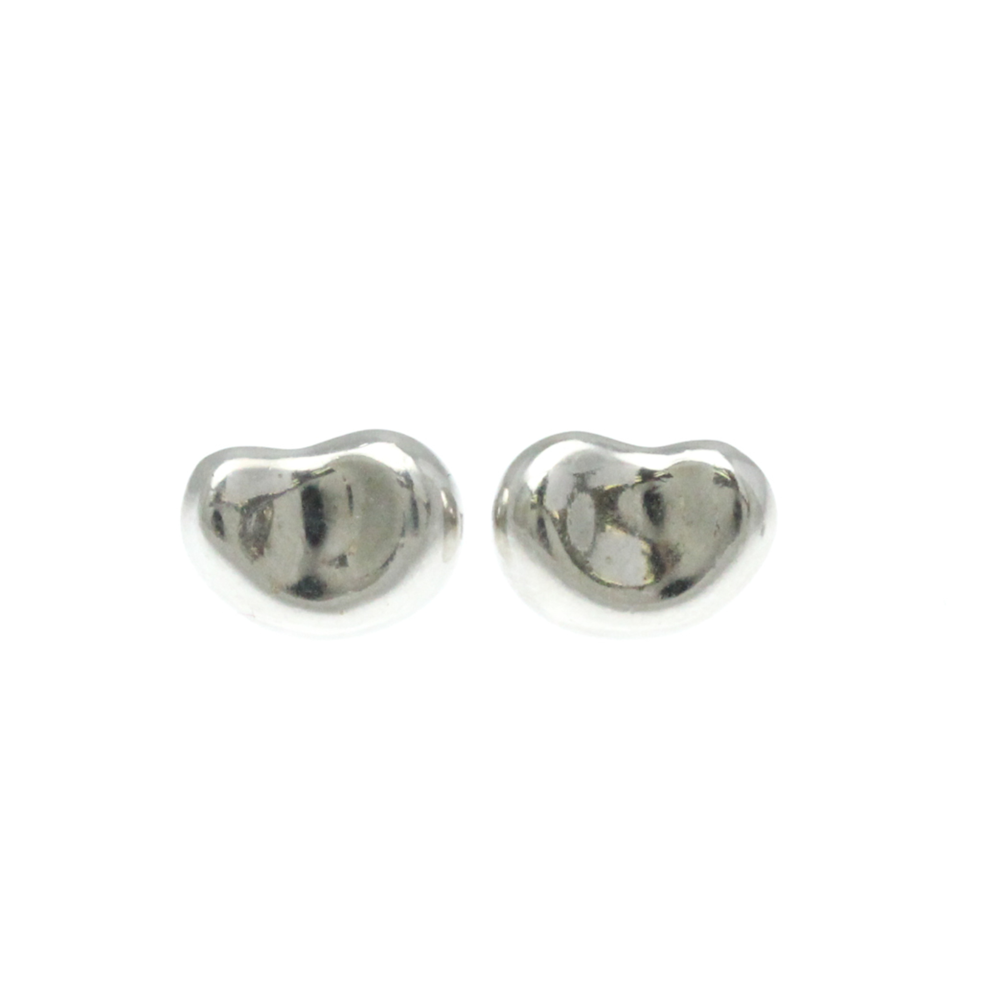 Tiffany Bean No Stone Silver 925 Stud Earrings Silver