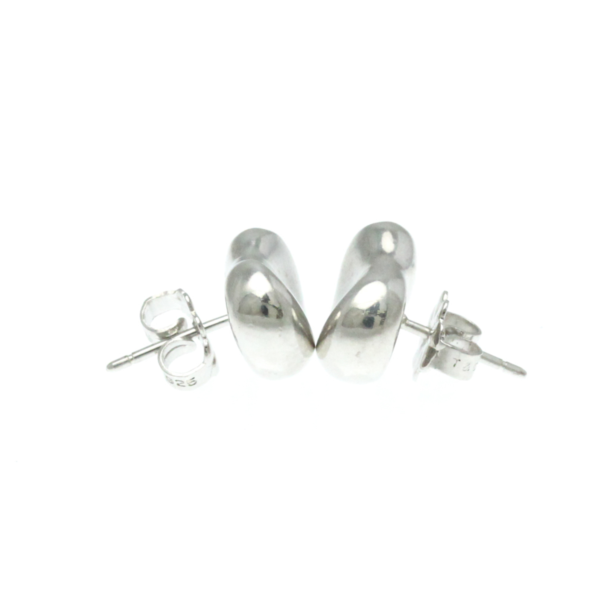 Tiffany Bean No Stone Silver 925 Stud Earrings Silver