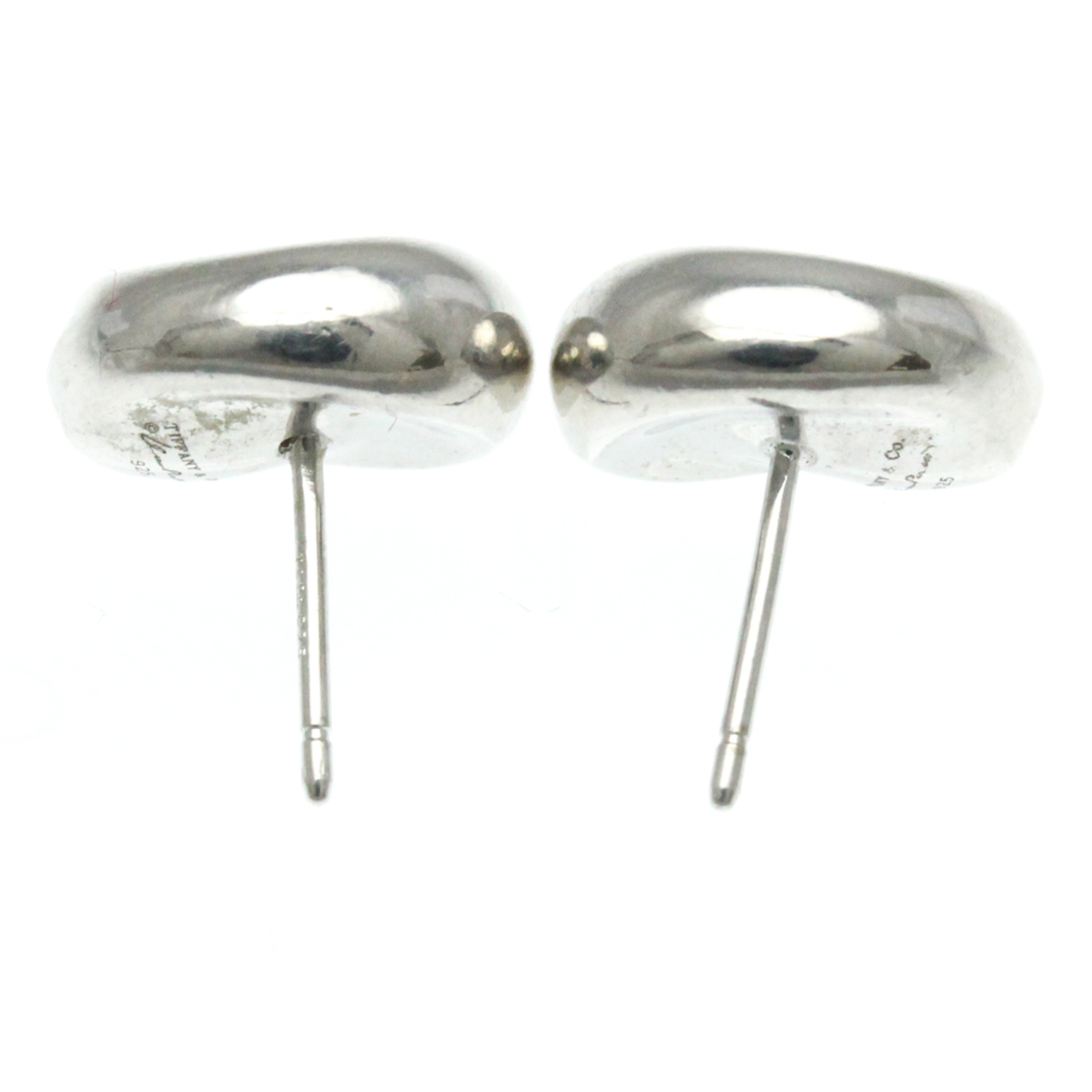 Tiffany Bean No Stone Silver 925 Stud Earrings Silver