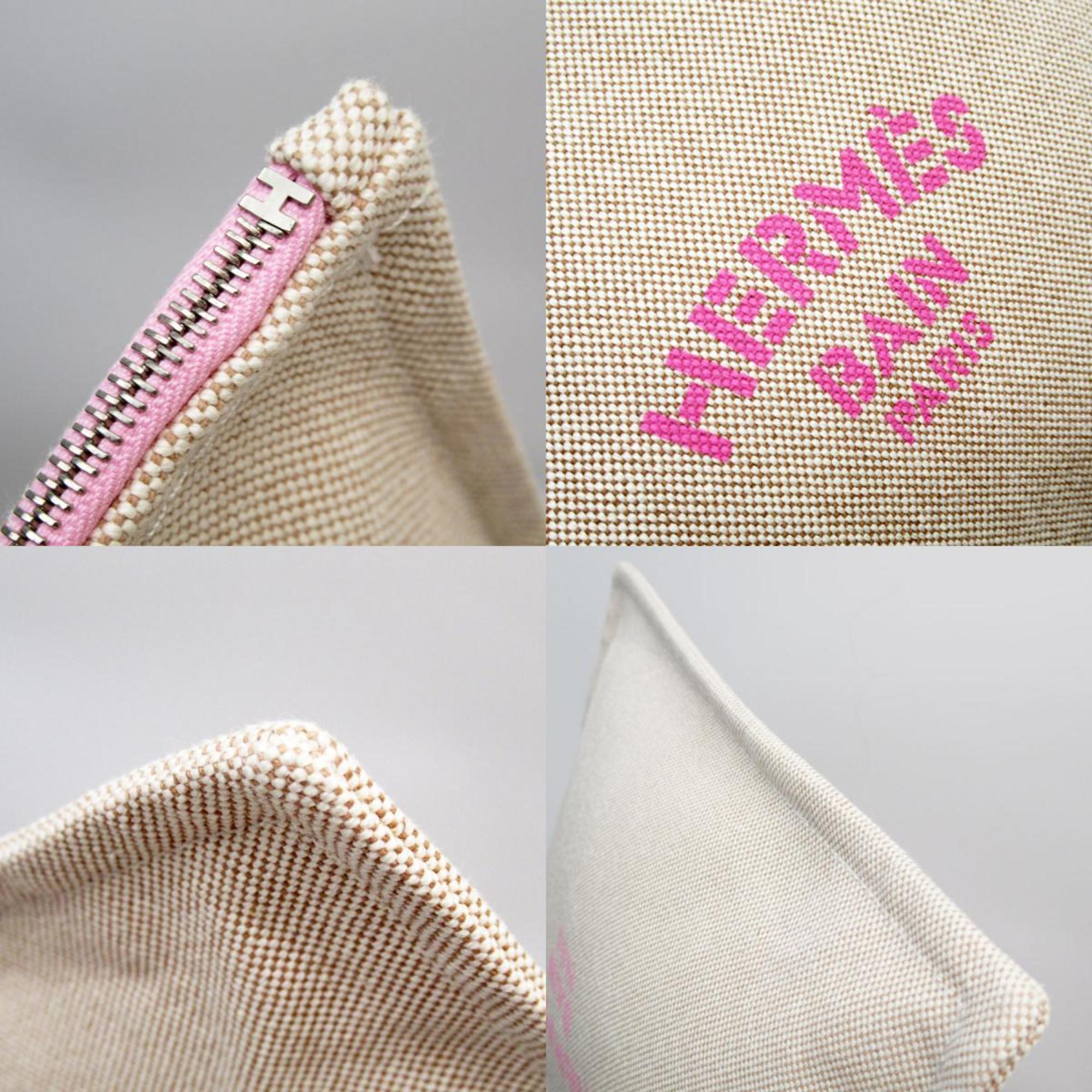 Hermes HERMES Pouch Multi-Case Cotton Beige Pink Silver Women's w0729m