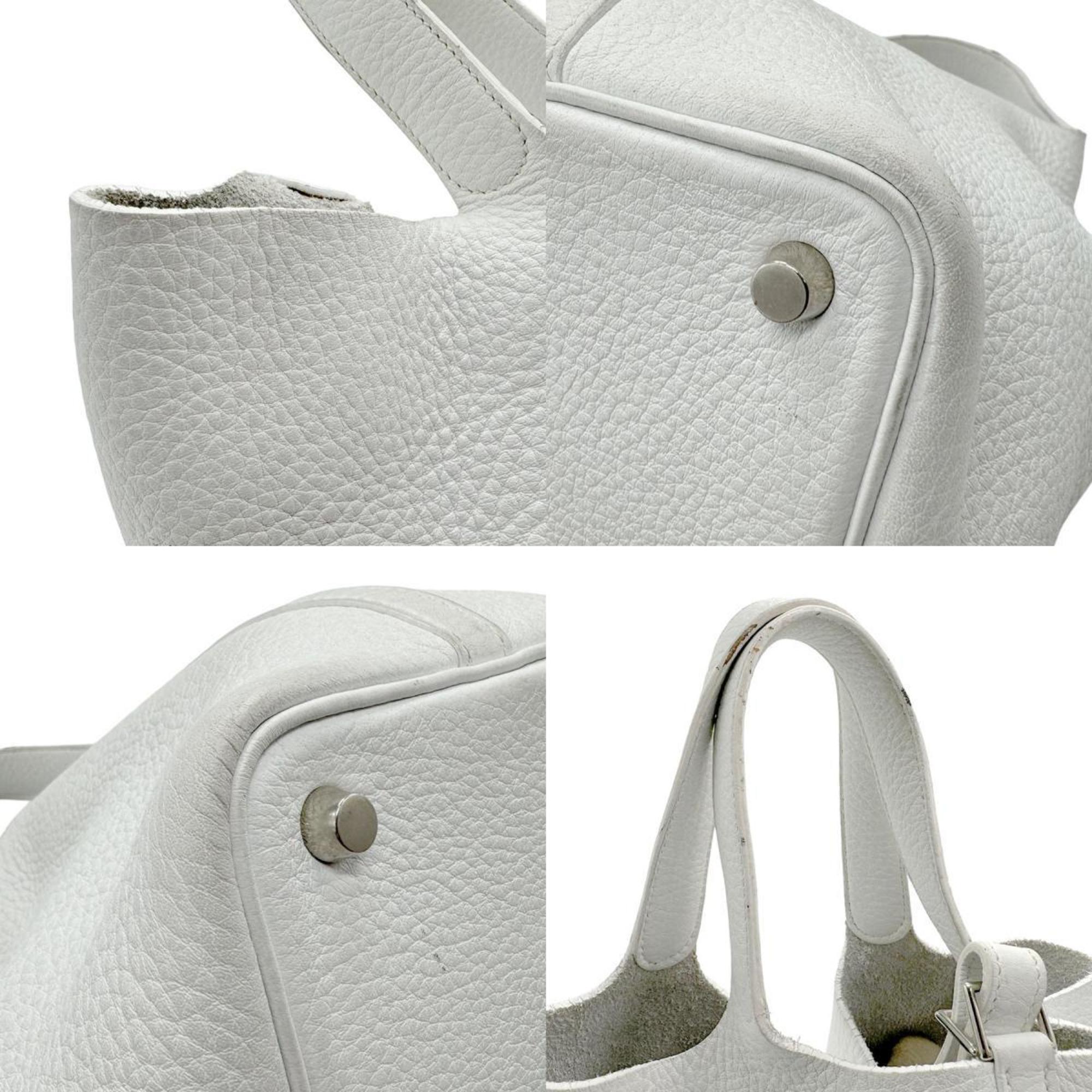 Hermes HERMES Handbag Picotin Lock PM Taurillon Clemence White Women's n0304