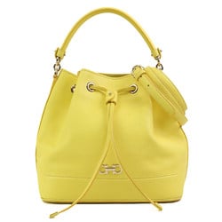 Salvatore Ferragamo handbag shoulder bag Gancini leather yellow gold ladies e59076a