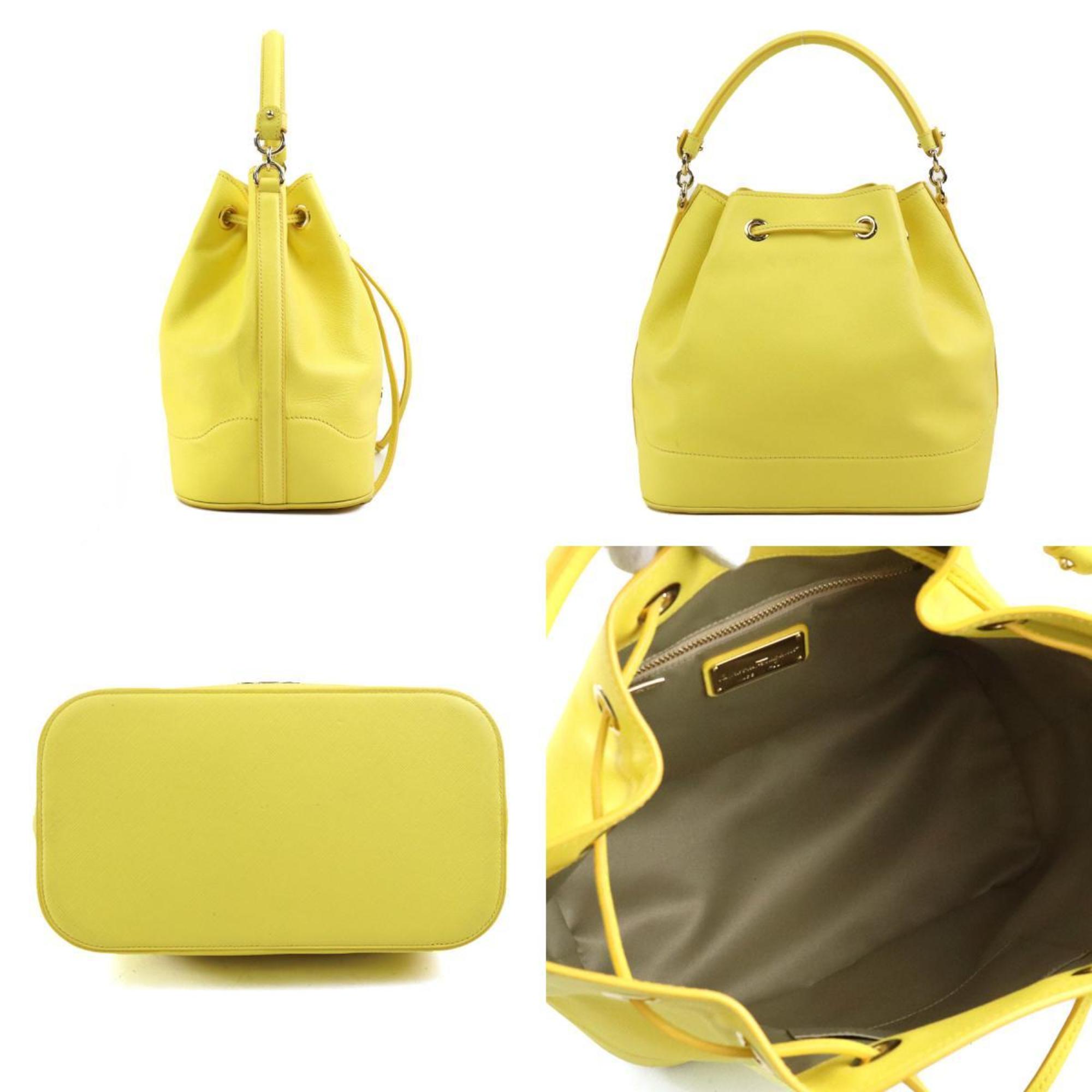 Salvatore Ferragamo handbag shoulder bag Gancini leather yellow gold ladies e59076a