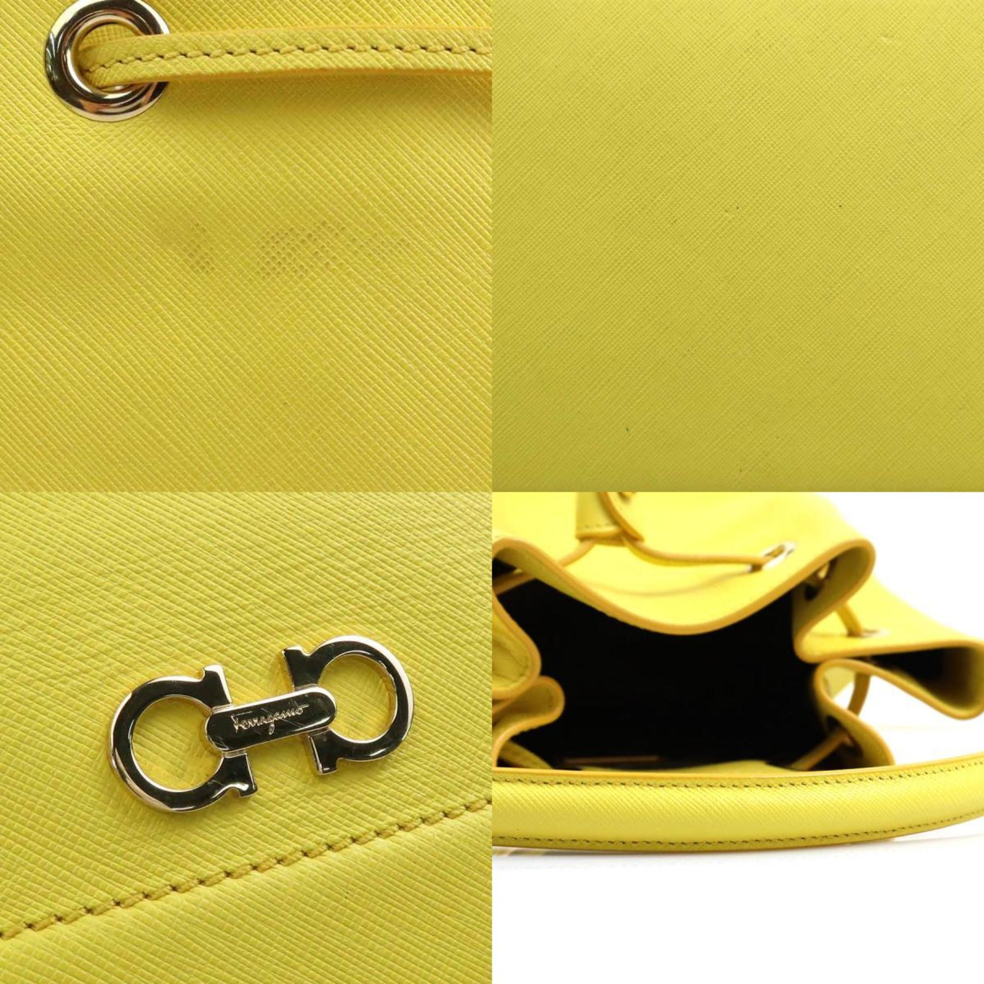 Salvatore Ferragamo handbag shoulder bag Gancini leather yellow gold ladies e59076a