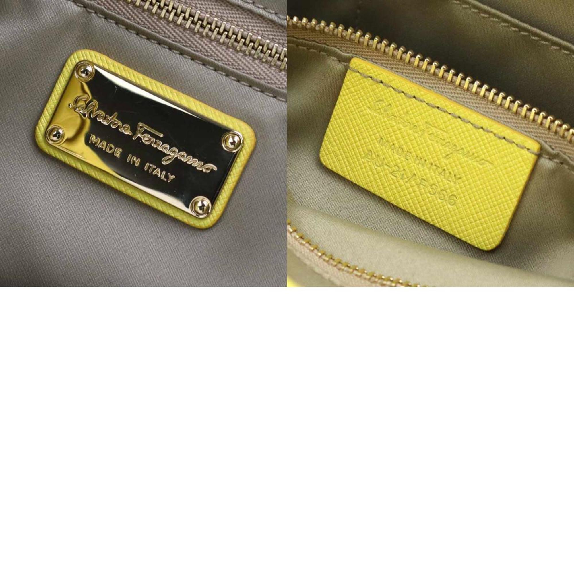 Salvatore Ferragamo handbag shoulder bag Gancini leather yellow gold ladies e59076a