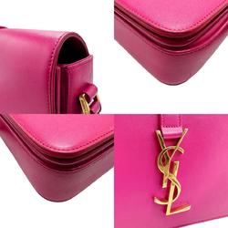 Saint Laurent shoulder bag leather magenta gold women's z2254