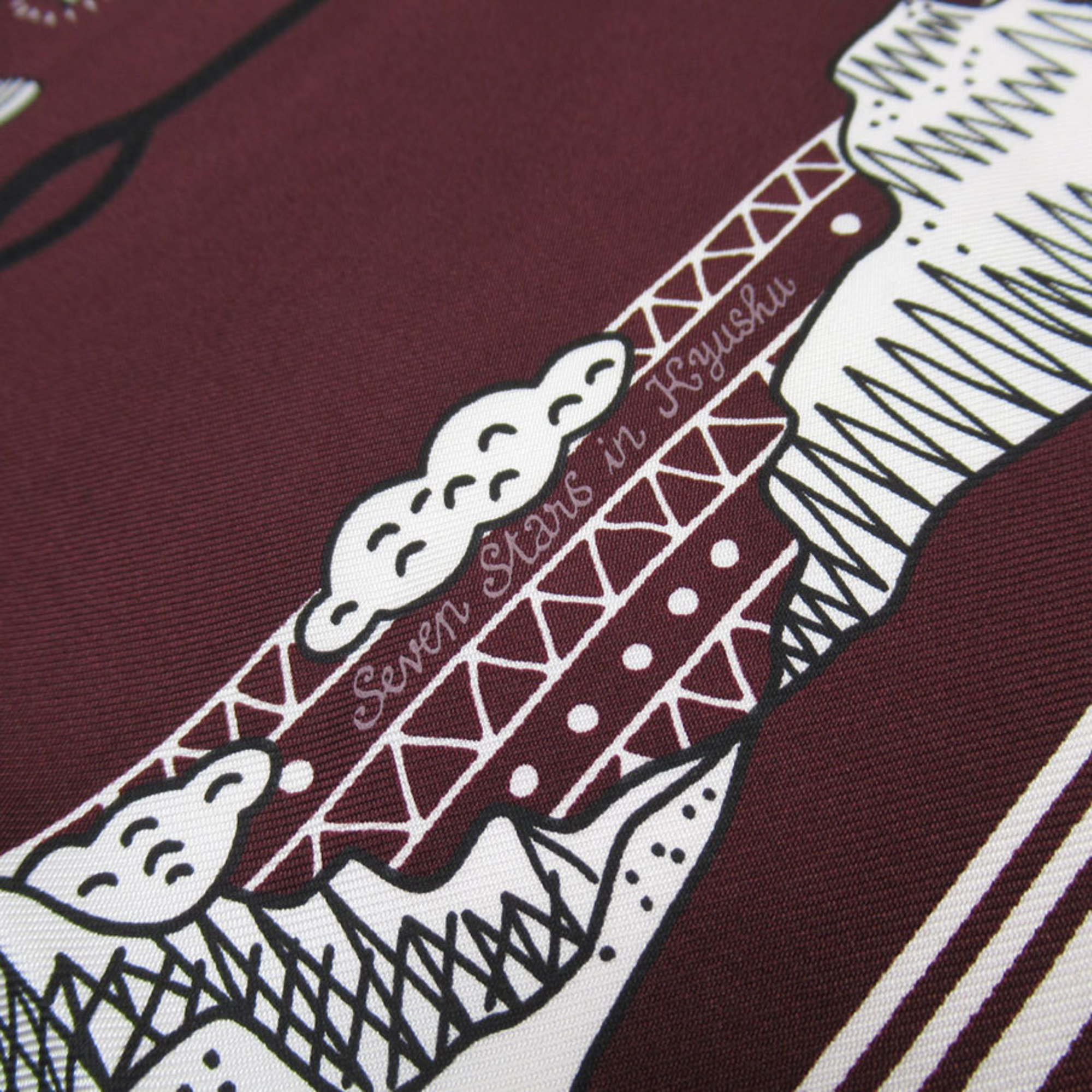 Hermes HERMES scarf muffler Les Canyons Etoiles silk Bordeaux white black women's w0734g