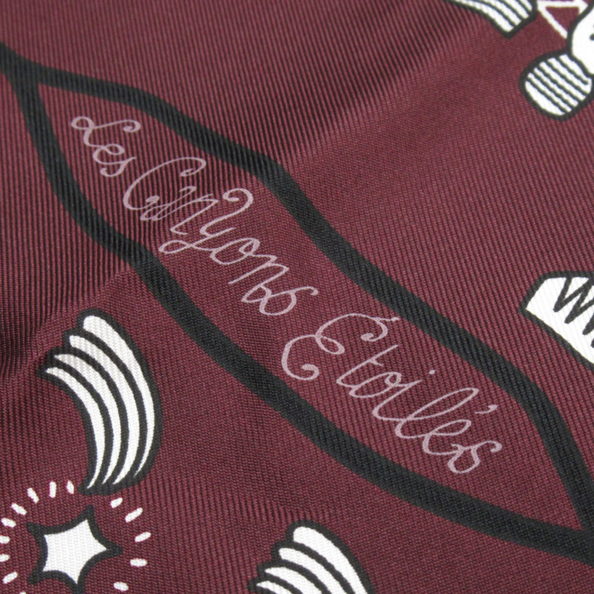 Hermes HERMES scarf muffler Les Canyons Etoiles silk Bordeaux white black women's w0734g