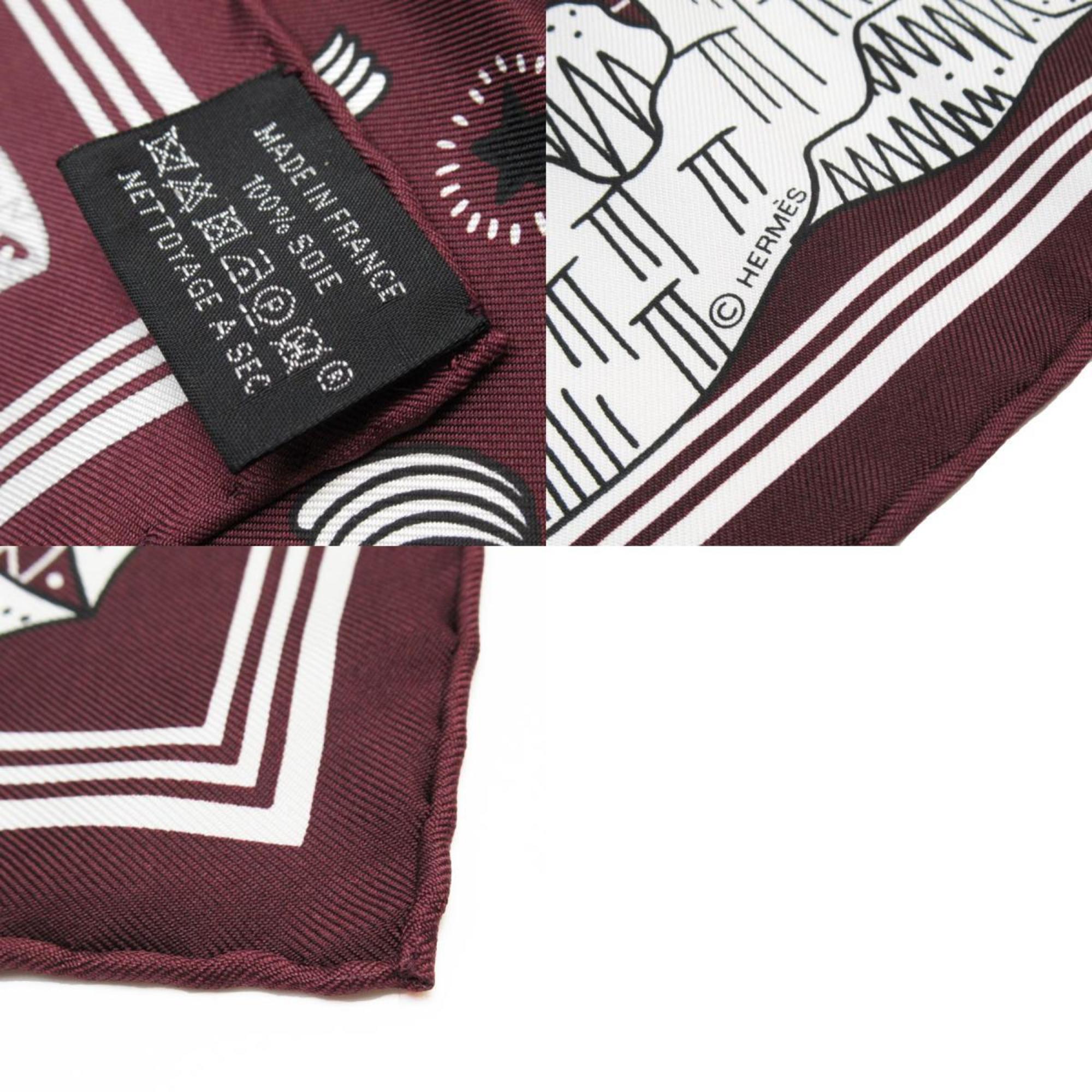 Hermes HERMES scarf muffler Les Canyons Etoiles silk Bordeaux white black women's w0734g