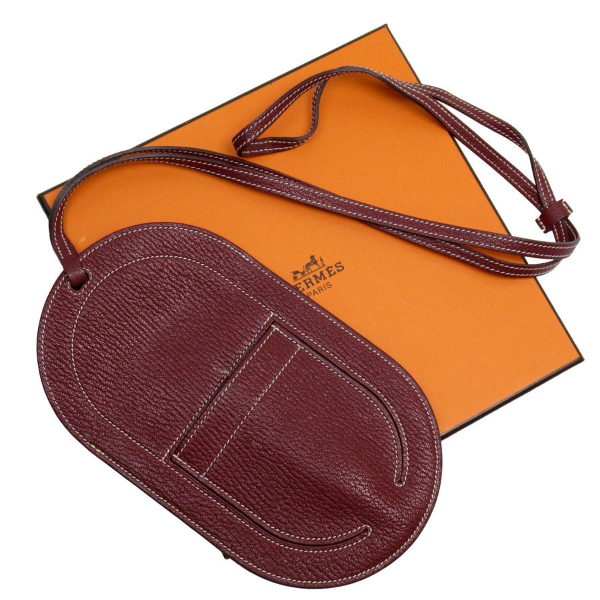 Hermes HERMES Smartphone Case Shoulder Pouch In The Loop To Go GM Leather Bordeaux Men's Women's w0681a