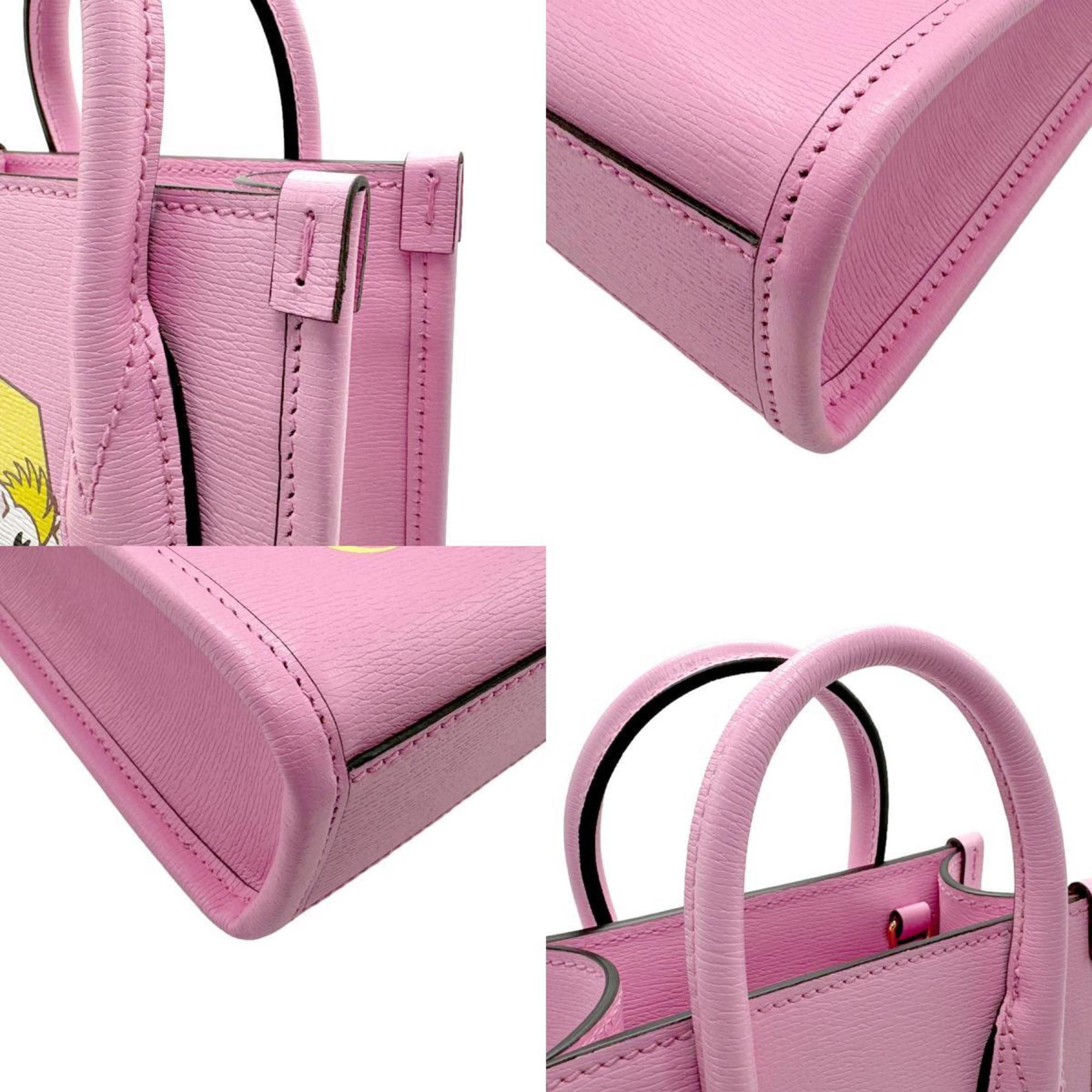 GUCCI Handbag Shoulder Bag x Bananya Leather Pink Women's 671623 n0299