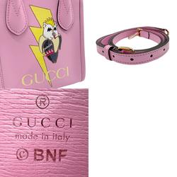 GUCCI Handbag Shoulder Bag x Bananya Leather Pink Women's 671623 n0299