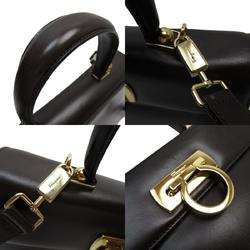 Salvatore Ferragamo handbag shoulder bag Gancini leather dark brown gold ladies w0715a