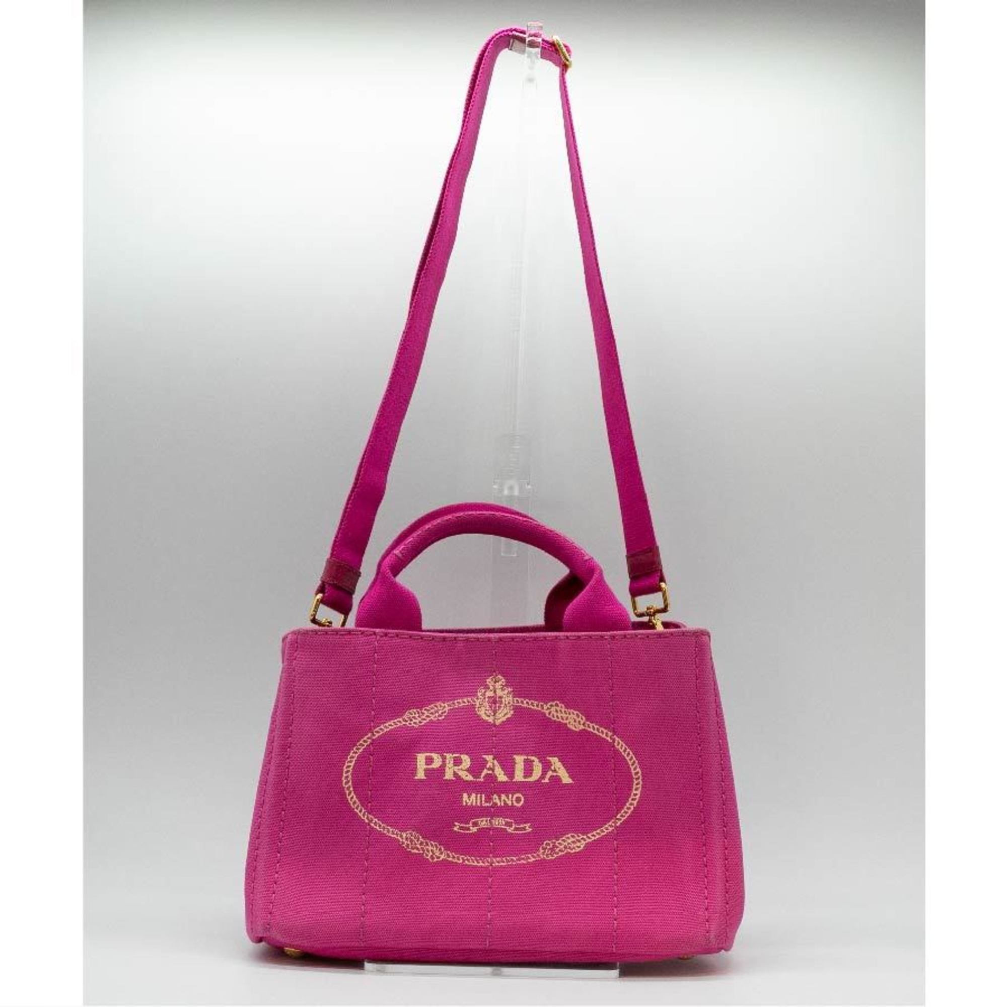 PRADA Tote Bag Canapa Canvas Pink Gold Women's B2439G PD422