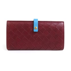 Bottega Veneta BOTTEGAVENETA Bi-fold long wallet Intrecciato leather Bordeaux x blue Men's Women's h30491i