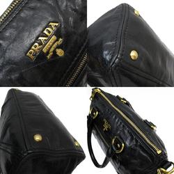 PRADA handbag shoulder bag leather black gold ladies w0712a