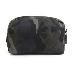 PRADA Pouch Camouflage Nylon Khaki Black Women's e59085a