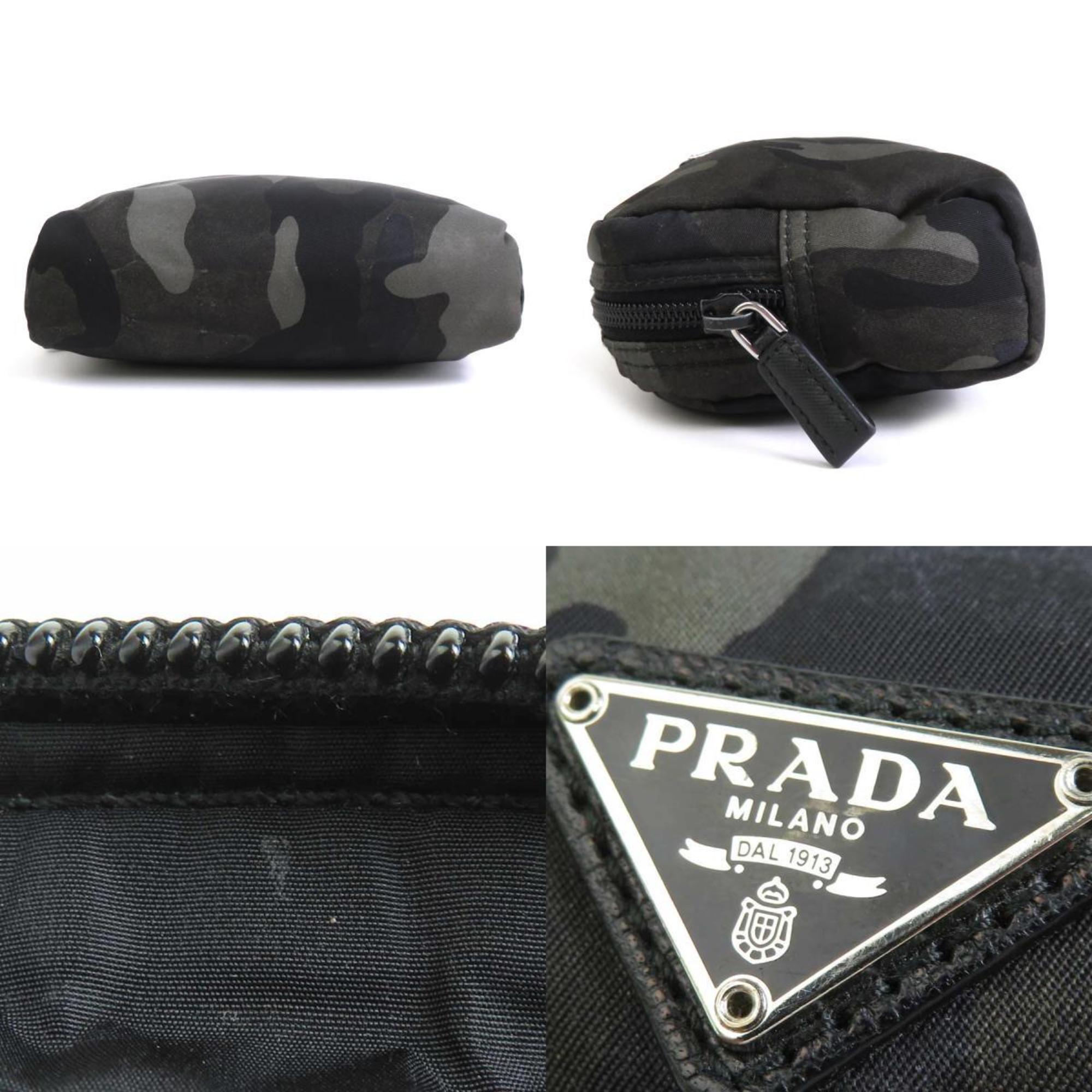 PRADA Pouch Camouflage Nylon Khaki Black Women's e59085a