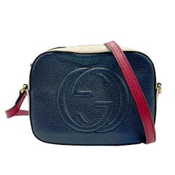 GUCCI Shoulder Bag Soho Leather Navy x Red Ivory Women's 431567 z2238