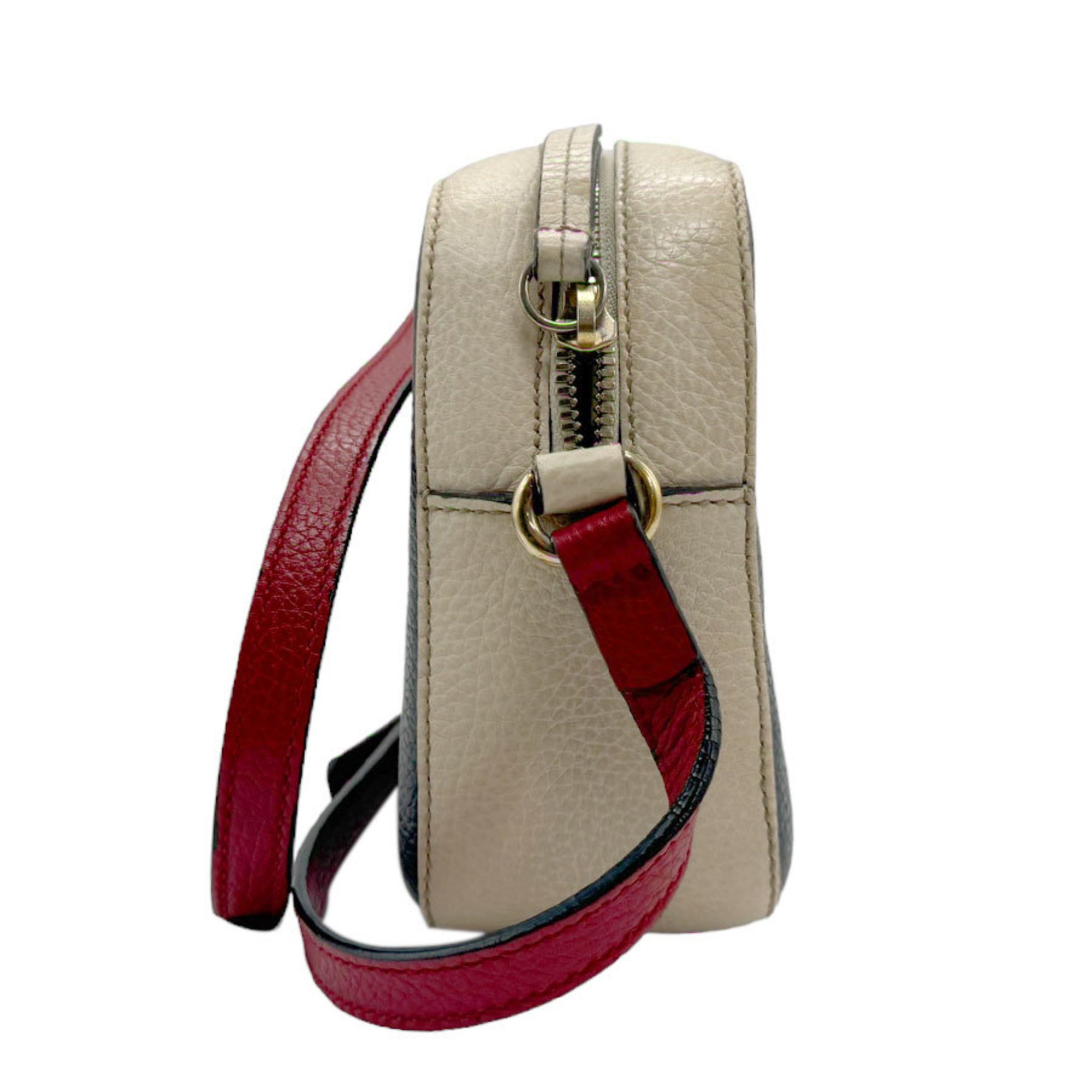 GUCCI Shoulder Bag Soho Leather Navy x Red Ivory Women's 431567 z2238