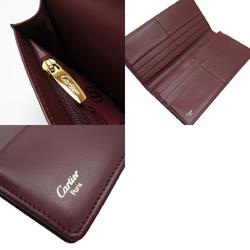 CARTIER bi-fold wallet leather burgundy gold men's w0682a