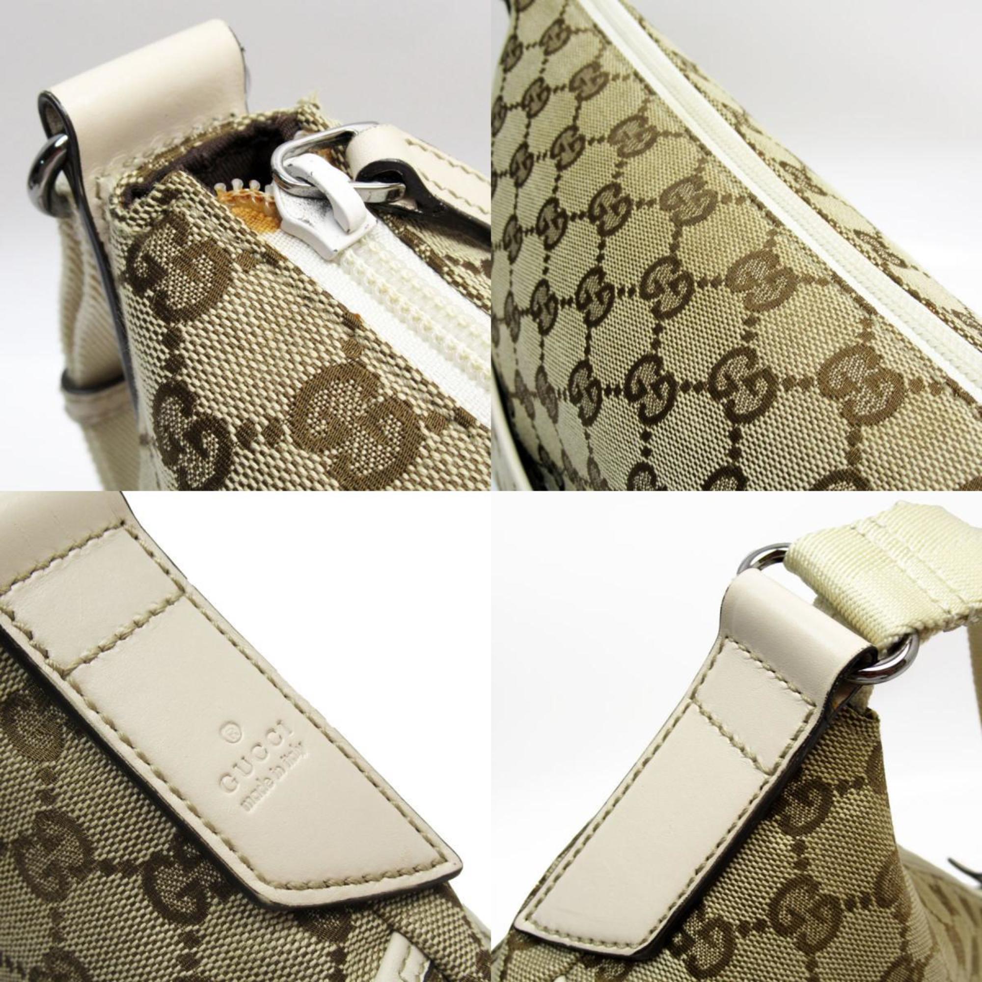 GUCCI Shoulder Bag GG Canvas Beige Off-White Silver Women's 145857 w0718a