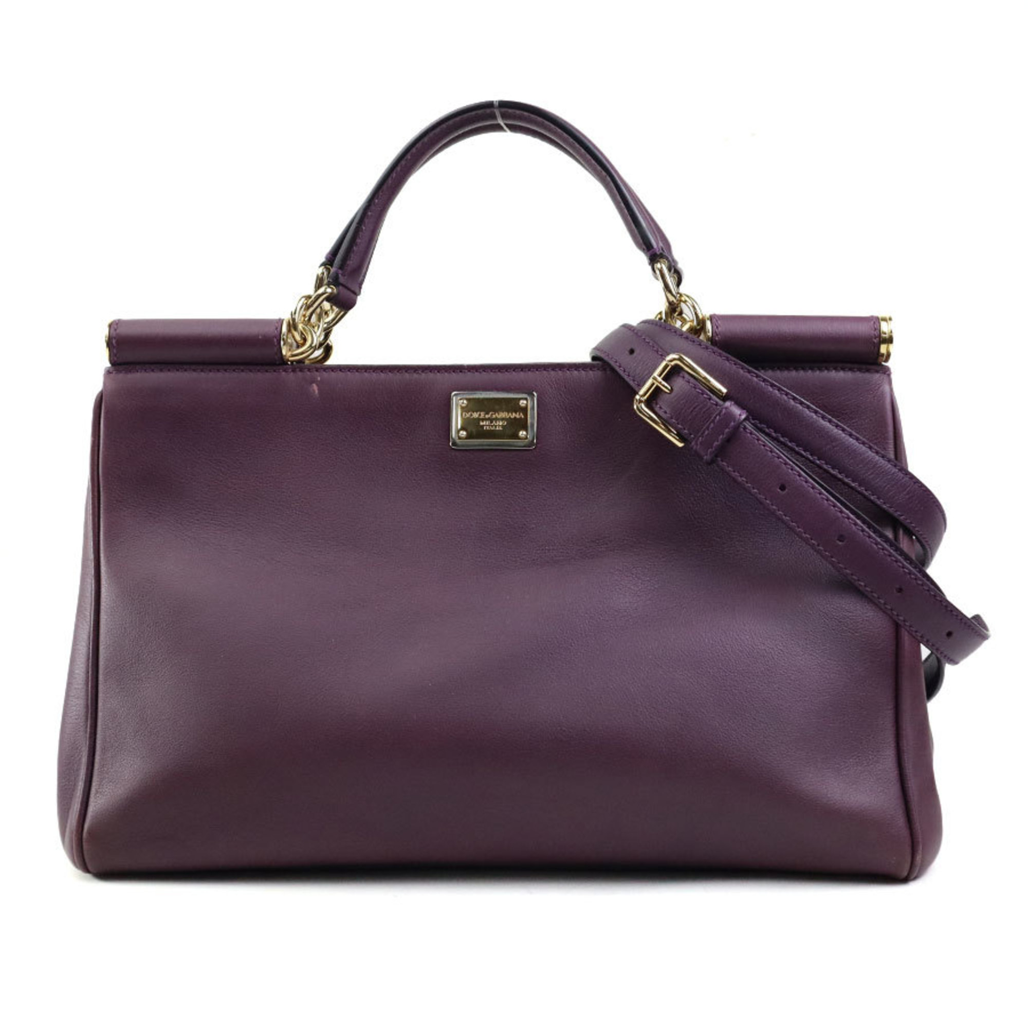 Dolce & Gabbana DOLCE&GABBANA Handbag Shoulder Bag Leather Dark Purple Women's h30475g