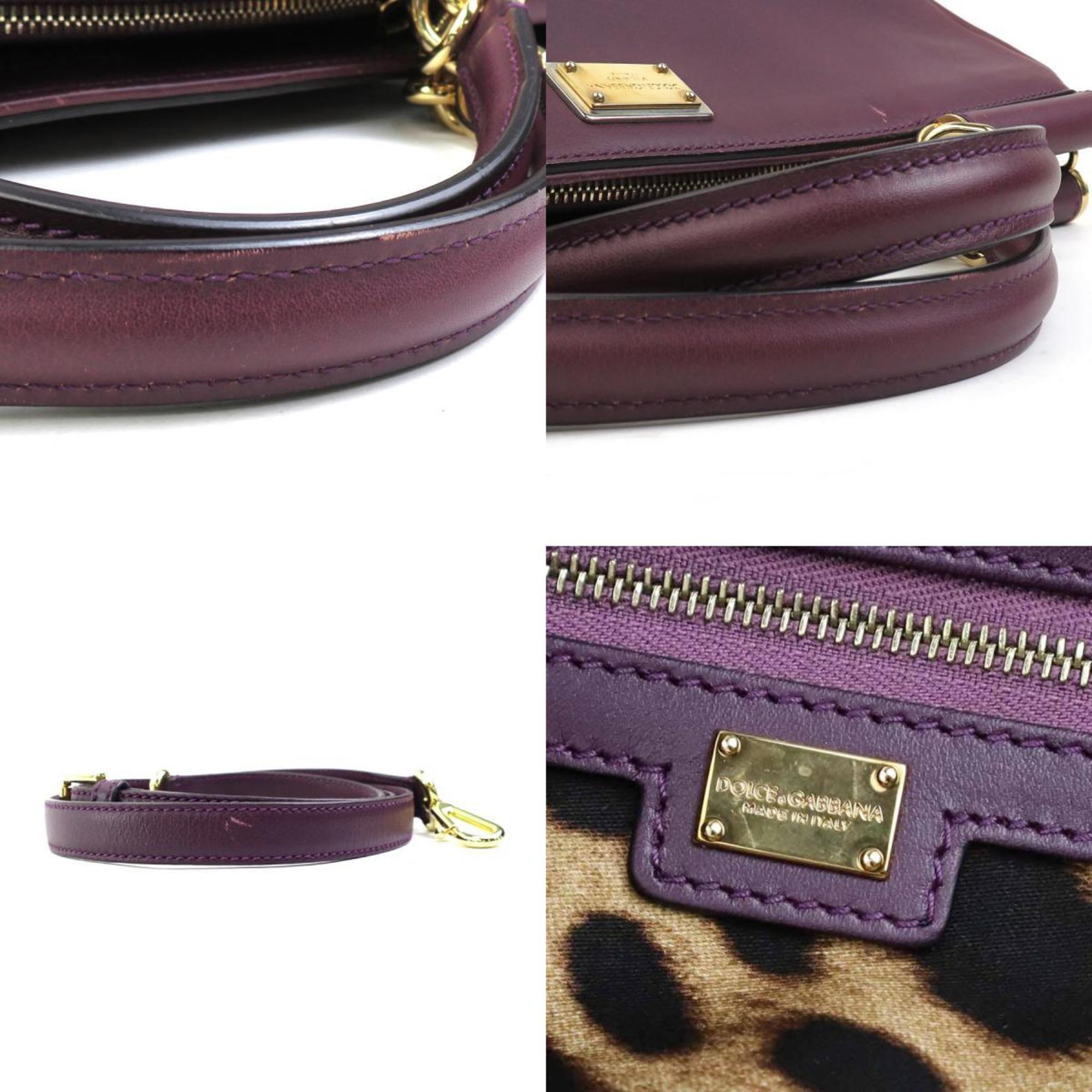 Dolce & Gabbana DOLCE&GABBANA Handbag Shoulder Bag Leather Dark Purple Women's h30475g