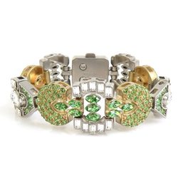 Miu MIUMIU Bracelet Metal Rhinestone Green Women's h30485k