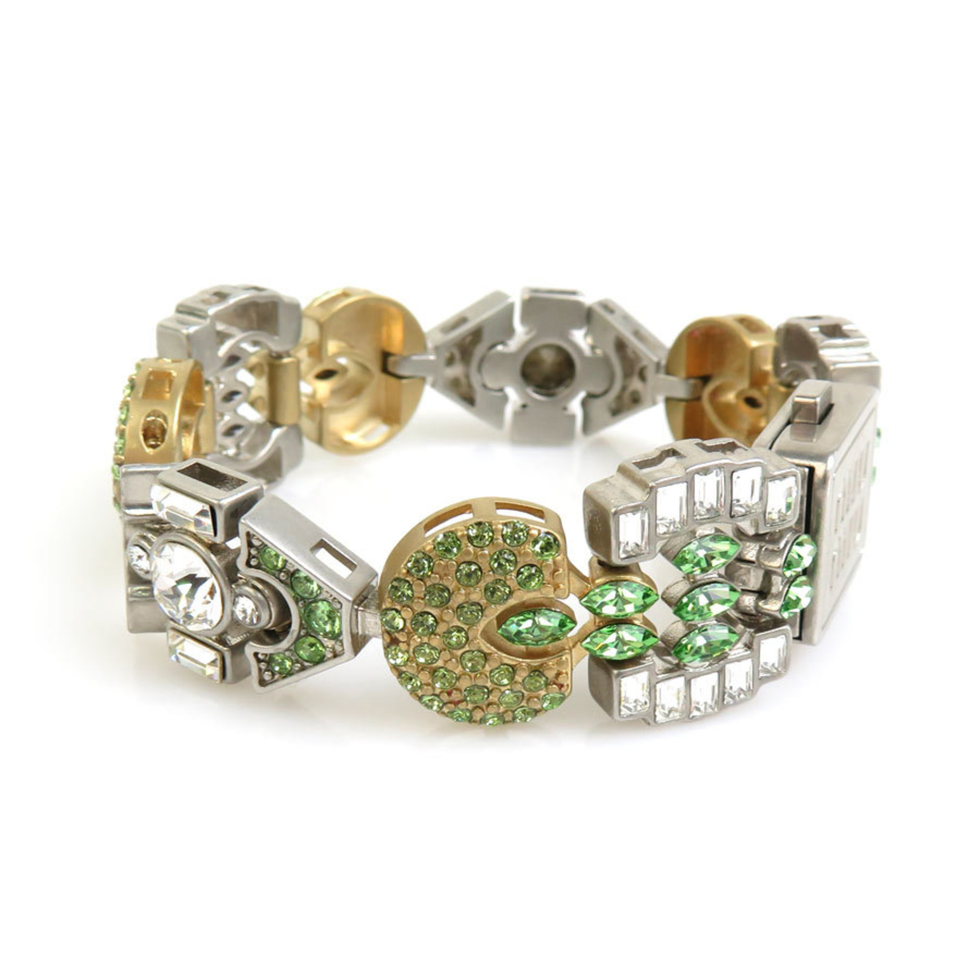 Miu MIUMIU Bracelet Metal Rhinestone Green Women's h30485k