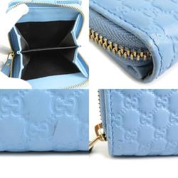 GUCCI Bi-fold Wallet Micro Guccissima Leather Light Blue Gold Women's 449395 e59084a