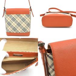 Burberry shoulder bag, Nova check canvas, leather, beige, orange, silver, women's, e59075a