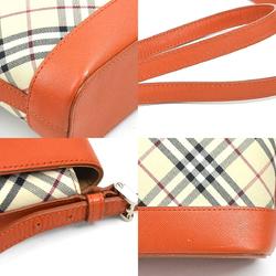 Burberry shoulder bag, Nova check canvas, leather, beige, orange, silver, women's, e59075a