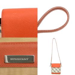 Burberry shoulder bag, Nova check canvas, leather, beige, orange, silver, women's, e59075a