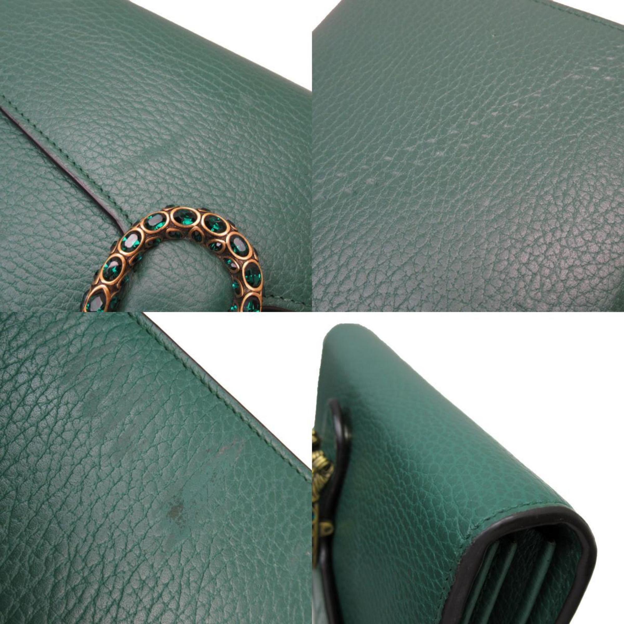 GUCCI Wallet Chain Shoulder Bag Dionysus Leather Green Women's 401231 w0673a