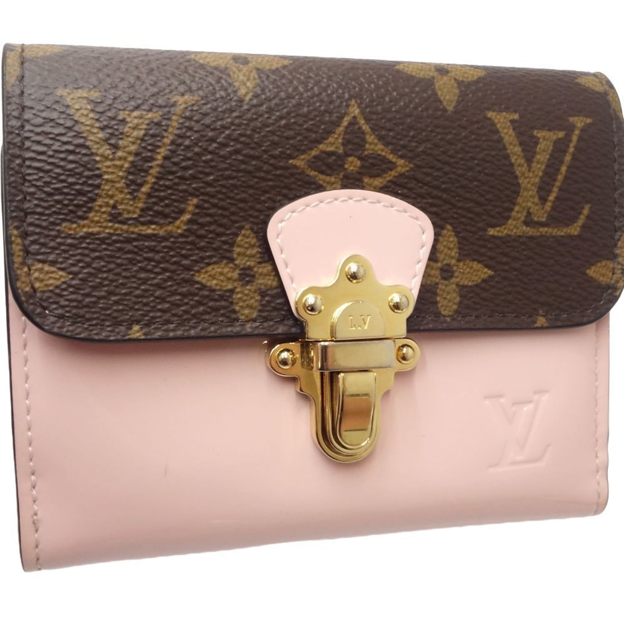 LOUIS VUITTON Louis Vuitton Monogram Tri-fold Wallet M61911 Cherry Wood Compact Brown 180684