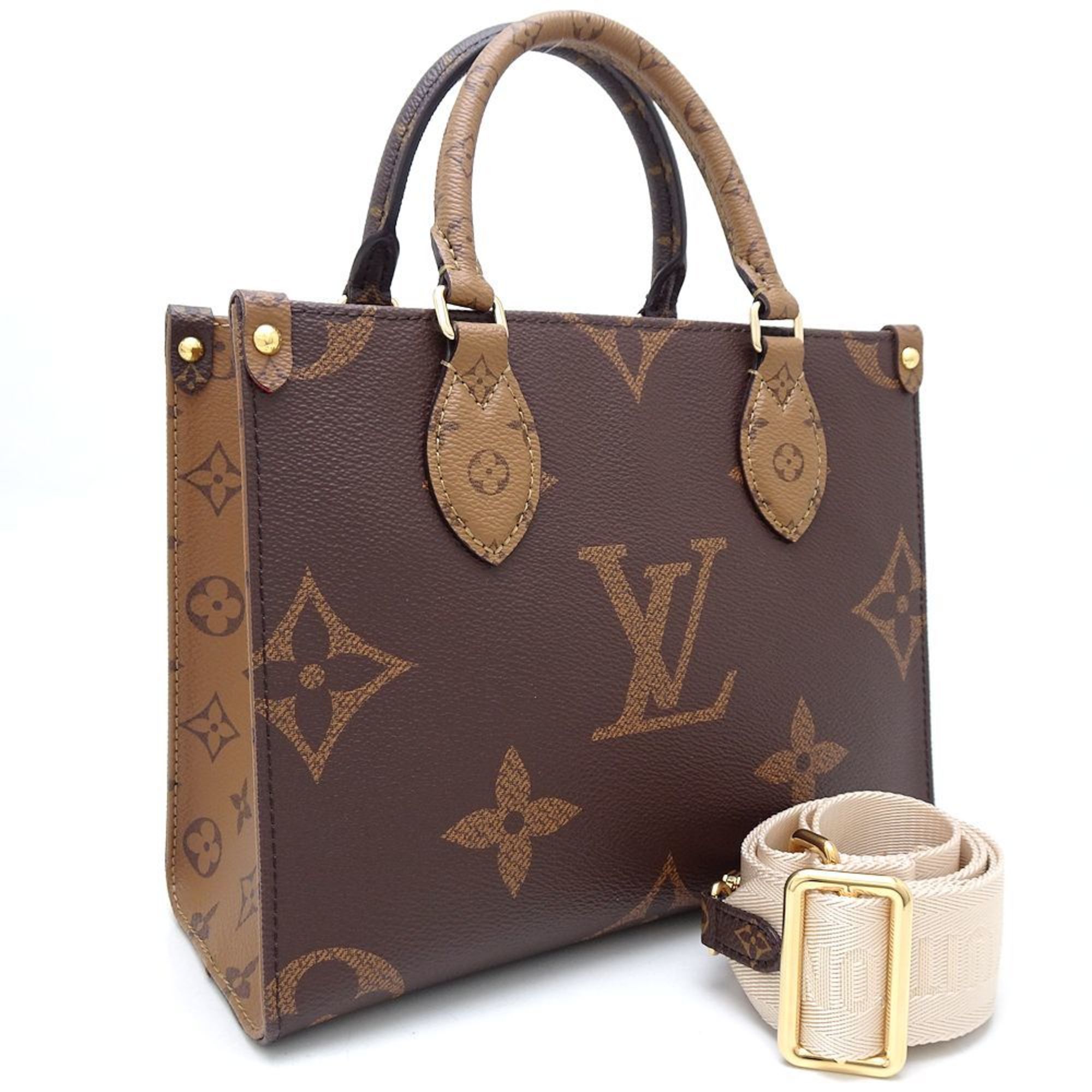 LOUIS VUITTON Louis Vuitton Monogram Reverse On the Go PM M46373 2Way Bag Brown 351637