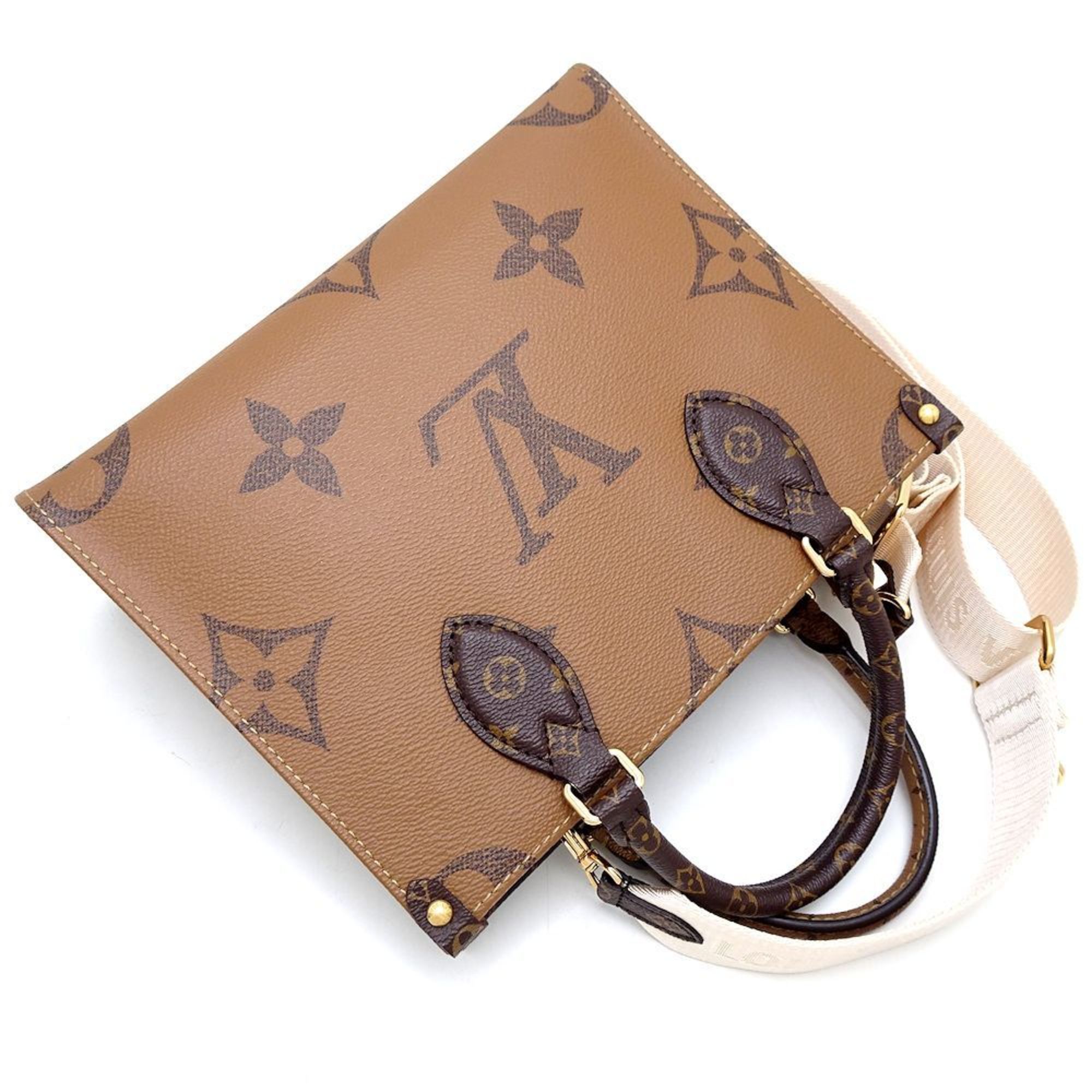 LOUIS VUITTON Louis Vuitton Monogram Reverse On the Go PM M46373 2Way Bag Brown 351637