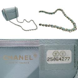 CHANEL Shoulder Bag V Stitch Gray Blue Gold Women's z2262