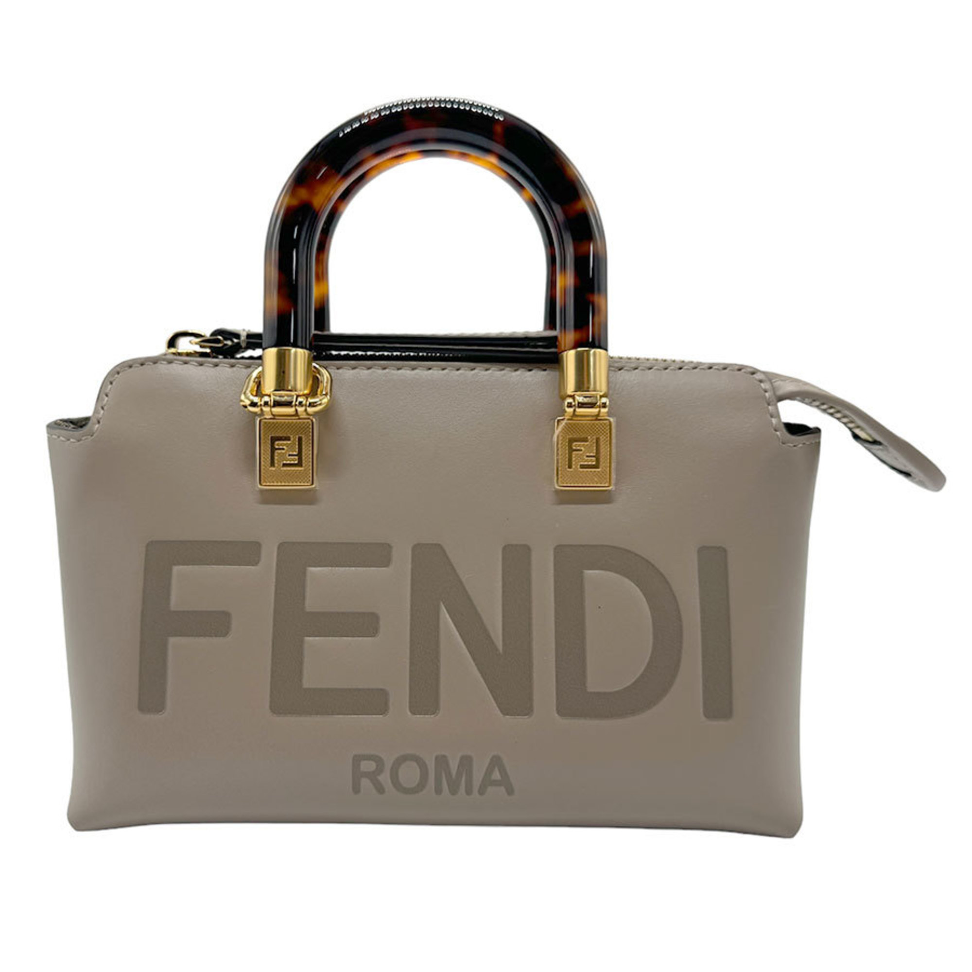 FENDI Handbag Shoulder Bag By the Way Leather Greige Gold Women's 8BS067 ABVL z2239