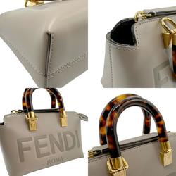 FENDI Handbag Shoulder Bag By the Way Leather Greige Gold Women's 8BS067 ABVL z2239