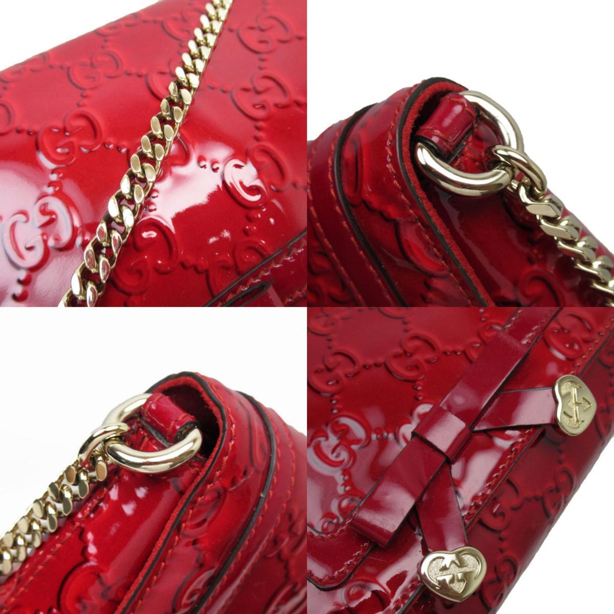 GUCCI Shoulder Bag GG Patent Leather Dark Red Women's 257611 w0674f